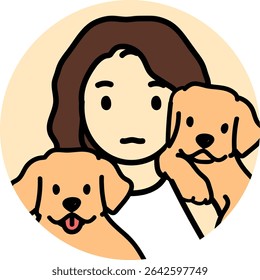 icon people pet-friendly puppy mom Golden retriever baby with owner