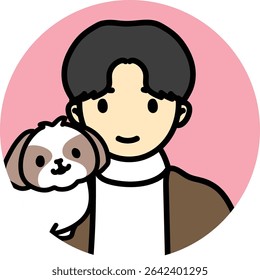 icon people pet-friendly, terrier puppy, cute pet, Man with dog, dog friendly, boy and tiny dog, Shih Tzu