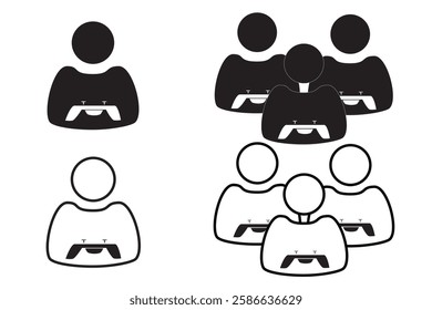 icon of people playing video games is suitable for mobile applications or game companies