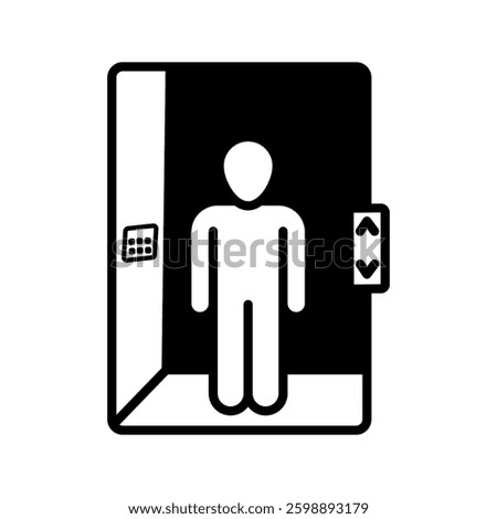 icon people take the elevator vector illustration, pictogram isolated on white background. color editable