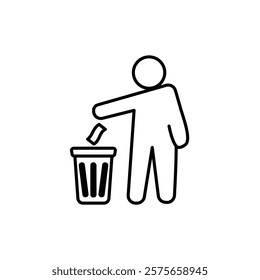 icon of people throwing rubbish, simple flat style, illustration, logo sign symbol pictogram template, for ui or ux isolated on white for mobile app, editable