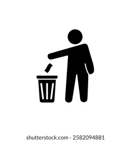 icon of people throwing rubbish, simple flat style, illustration, logo sign symbol pictogram template, for ui or ux isolated on white for mobile app, editable