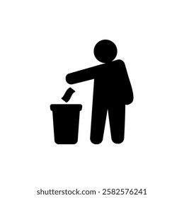 icon of people throwing rubbish, simple flat style, illustration, logo sign symbol pictogram template, for ui or ux isolated on white for mobile app, editable