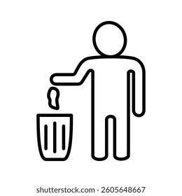 icon of people throwing rubbish, simple flat style, illustration, logo sign symbol pictogram template, for ui or ux isolated on white for mobile app, editable