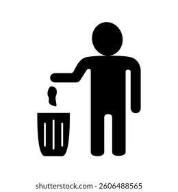 icon of people throwing rubbish, simple flat style, illustration, logo sign symbol pictogram template, for ui or ux isolated on white for mobile app, editable