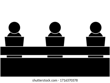 Icono de personas que trabajan con equipos remotos para la seguridad.