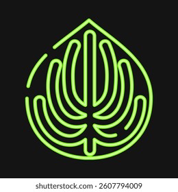 Icon peperomia. Plant leaves elements. Icon in neon style.