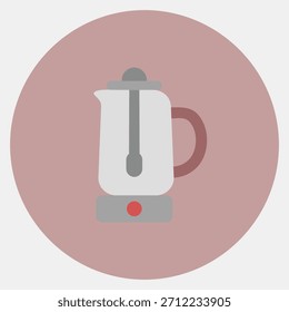 Percolador de iconos. Elementos de cafetería. Icono en color mate estilo.
