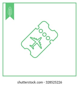 Icon of perforated boarding card with airplane silhouette