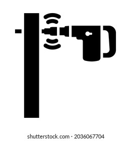 Symbol der Bohrmauer des Perforators. Black Stencil Design. Vektorgrafik.