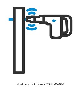 Icon Of Perforator Drilling Wall. Editable Bold Outline With Color Fill Design. Vector Illustration.