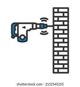 Icon Of Perforator Drilling Wall. Editable Bold Outline With Color Fill Design. Vector Illustration.
