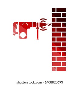 Ícone Da Parede De Perfuração Do Perfurador. Design de escada de mão de cor plana. Ilustração de vetor.