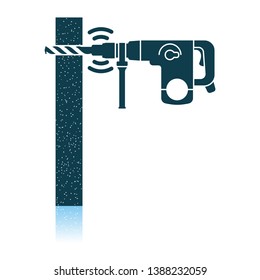 Icon Of Perforator Drilling Wall. Shadow Reflection Design. Vector Illustration.