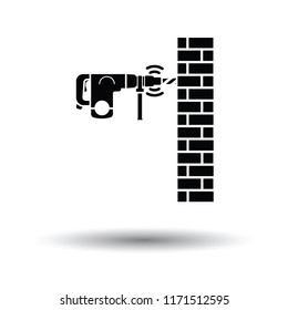 Icon of perforator drilling wall. White background with shadow design. Vector illustration.