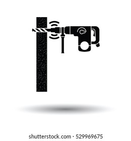 Icon of perforator drilling wall. White background with shadow design. Vector illustration.