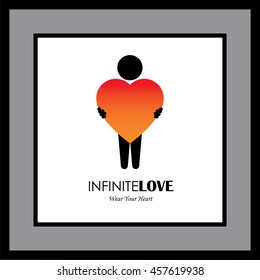 Icon For Person With Big Heart, Kindness, Empathy - Concept Vector. This Graphic Also Represents Individuality, Positive Character, Emotions & Feelings, Human Soul & Spirit, Self Love, Compassion