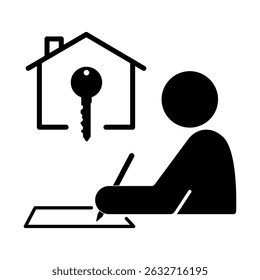 Icon of a person buying or renting a house