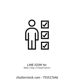 Icon Person Checklist test graphic design single icon vector illustration