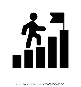 Symbol einer Person, die ein Balkendiagramm erklettert, um Erfolg zu erzielen