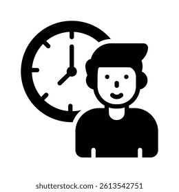 Icon of a person with a clock symbolizing being on time