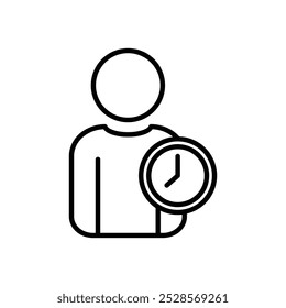Symbol einer Person und Uhr, die Zeitmanagement symbolisieren.