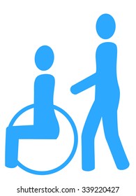 Icon of a person with a disability and the care person