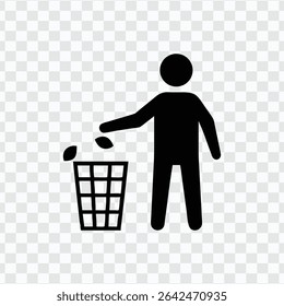 "Icon of Person Disposing Trash, Waste Management and Recycling Behavior"