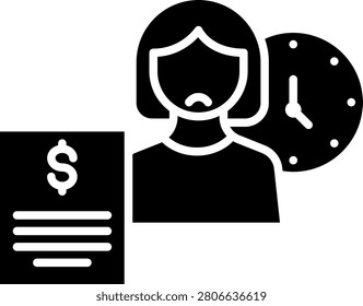 Icon of a person with a dollar sign and clock representing time pressure from financial obligations and payment deadlines