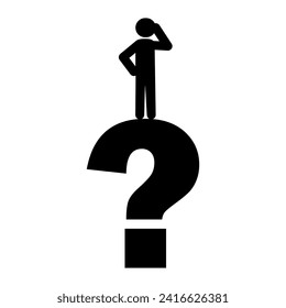 Icon of person with doubts. Question mark man icon. Vector illustration. EPS 10.