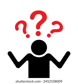 Icon of person with doubts. Question mark man icon. Vector illustration. EPS 10.