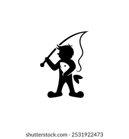 icon of a person fishing and catching a big fish