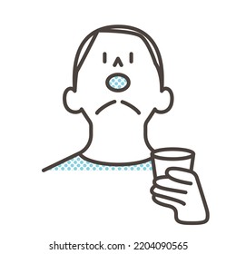 Icon of a person gargling to prevent infection【Vector illustration】