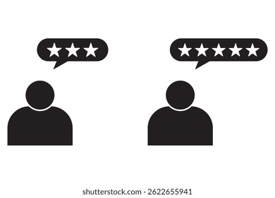 icon of a person giving a star positive review. Rate icons set. eps 10