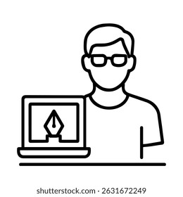 Icon person graphic designer on white background vector
Vector line icon profession