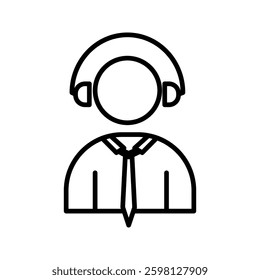 icon of a person with headphones symbolizing the immersion of digital communication sound and modern technology design
