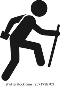 Icon of a Person Hiking with a Backpack and Walking Stick