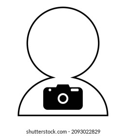 Icon of a person holding a camera. Vector of a person about shooting.