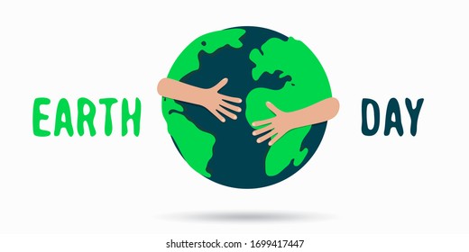 Icon of a person hugging the planet. Earth care symbol.