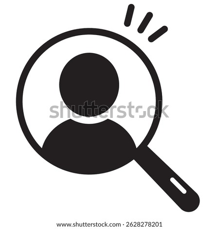 Icon of a person looking through a magnifying glass. Transparent.