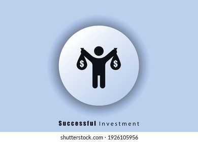 Icon of a person with money. Investment icon. Successful business icon. A good investment. Vector EPS10