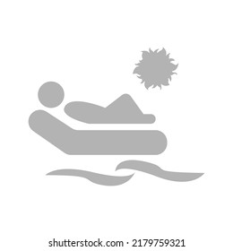 icon of a person on a mattress, the concept of rest, summer, vector illustration