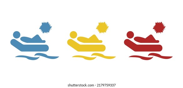 icon of a person on a mattress, the concept of rest, summer, vector illustration