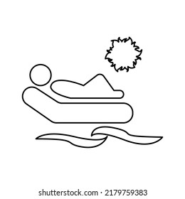 icon of a person on a mattress, the concept of rest, summer, vector illustration