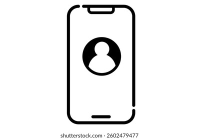An icon of a person on a smartphone representing an account