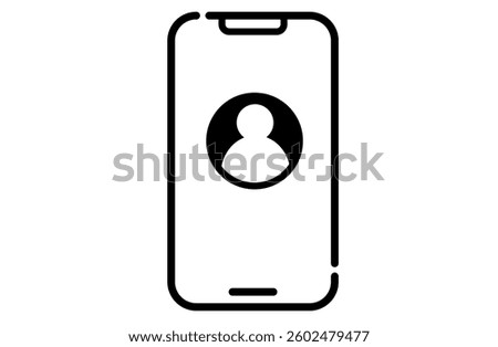 An icon of a person on a smartphone representing an account