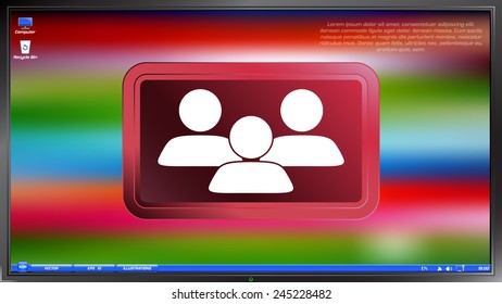 Icon Person. People icon on the screen monitor. Made vector illustration