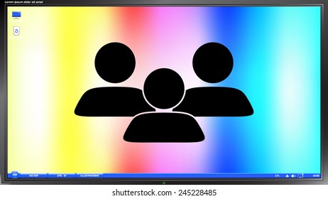Icon Person. People icon on the screen monitor. Made vector illustration
