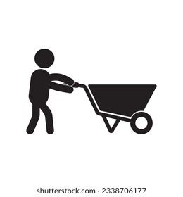 icon of a person pushing a cart vector template illlustration logo design