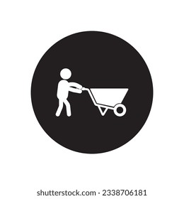 icon of a person pushing a cart vector template illlustration logo design